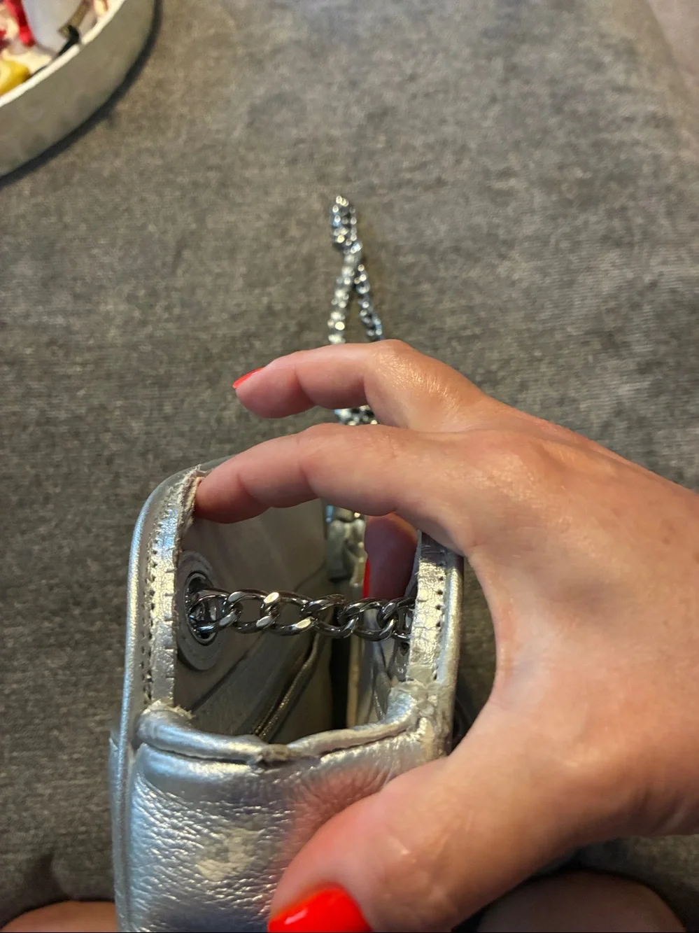 Tory Burch Metallic Pewter Chain-Handle Shoulder Bag - Picture 3 of 8